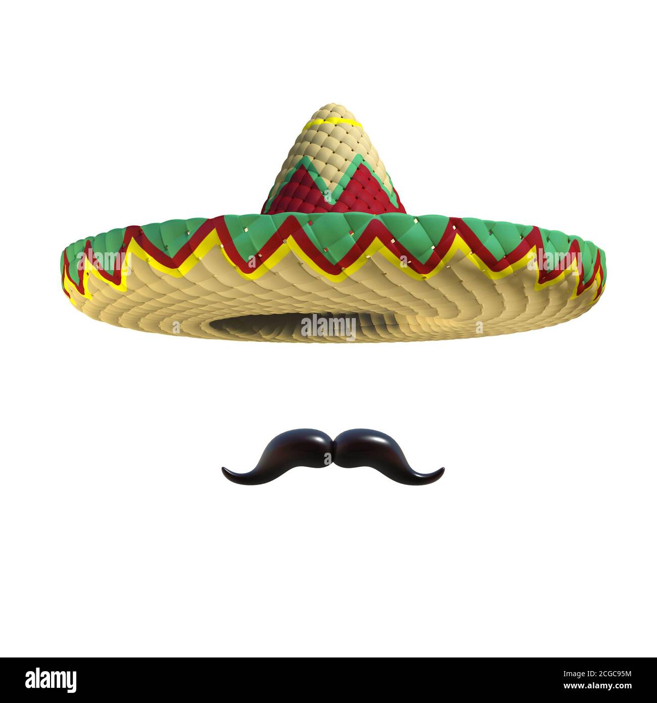 Chapeau mexicain sombrero avec moustache Banque D'Images