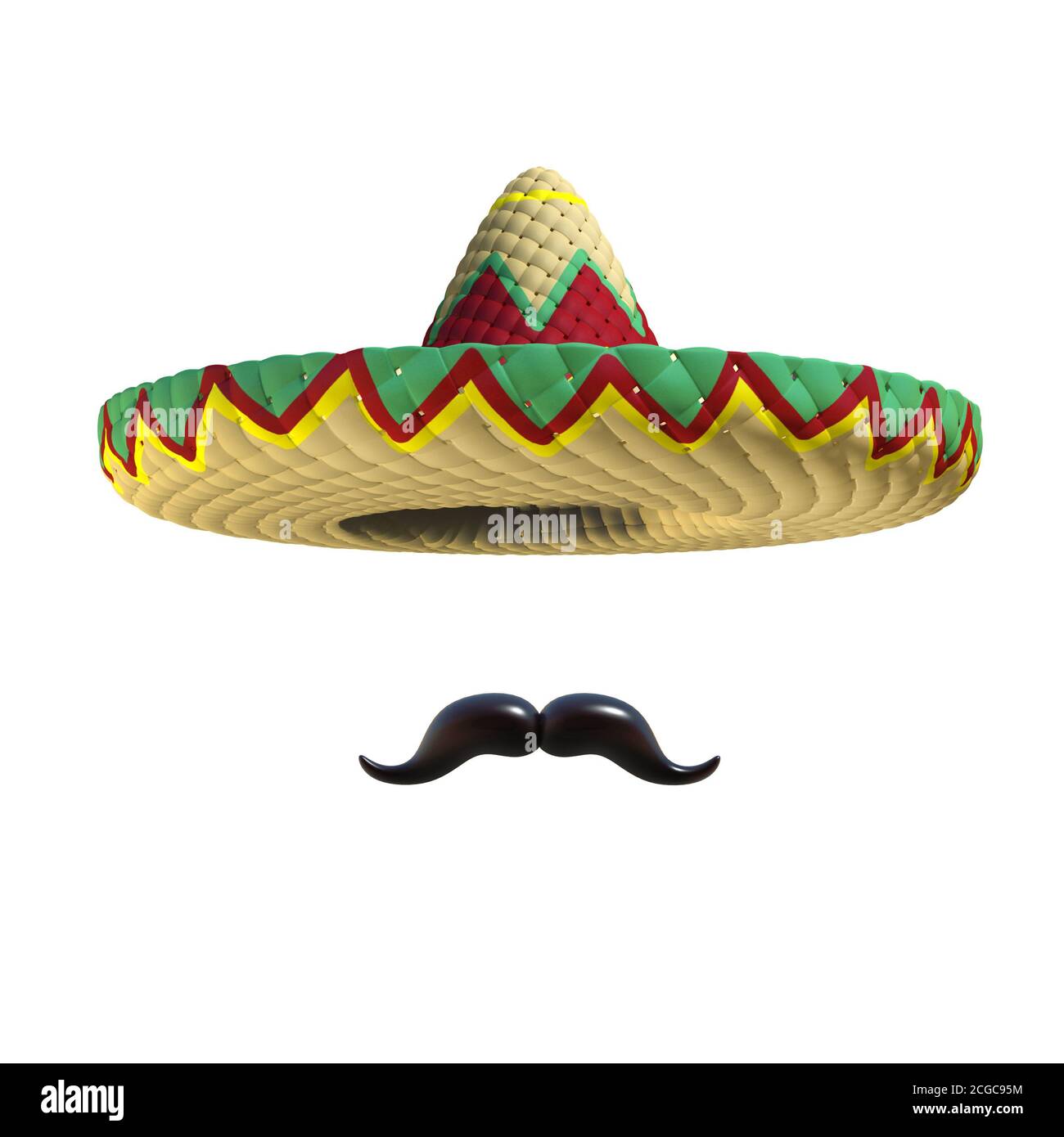 Chapeau mexicain sombrero avec moustache Photo Stock - Alamy