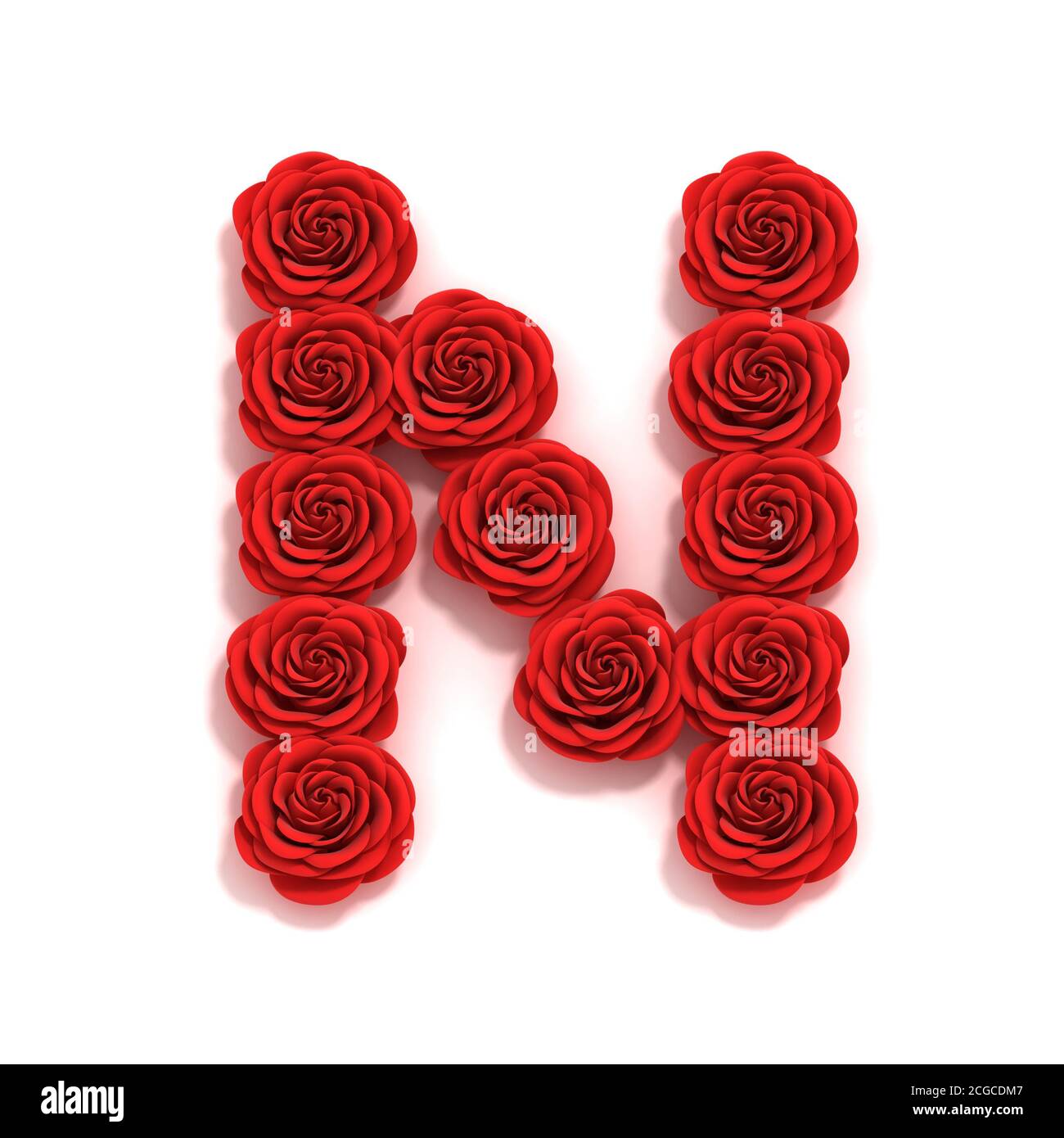Rose rouge police lettre N Banque D'Images