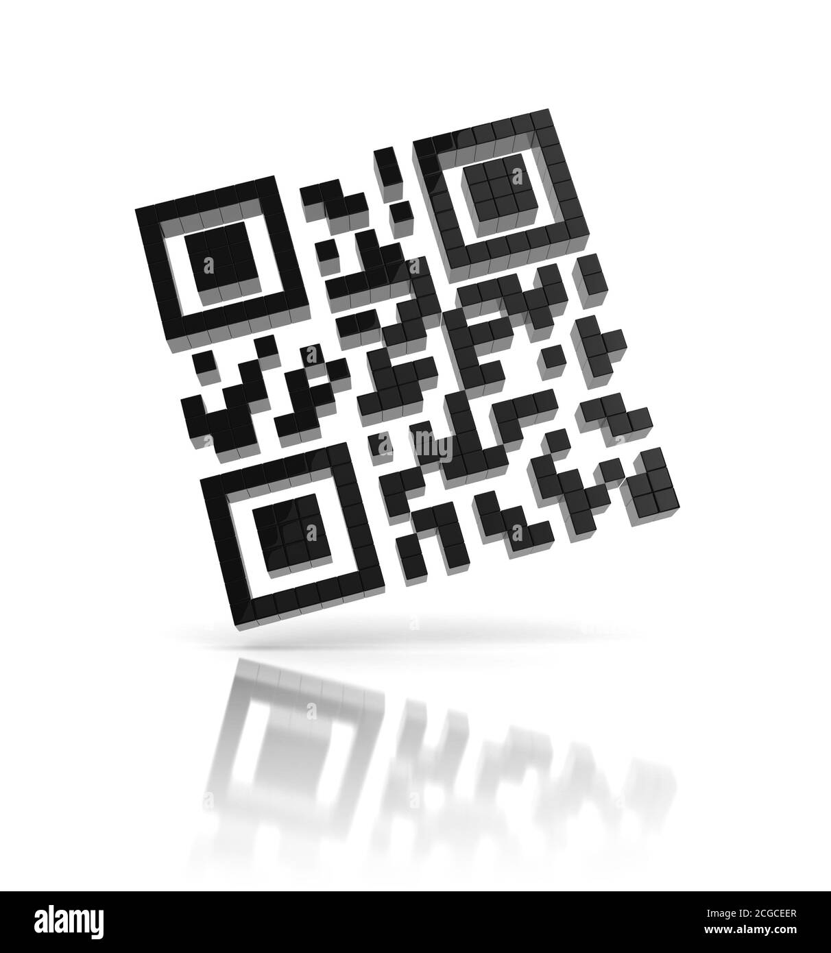 Icône QR code 3d sur fond blanc Banque D'Images