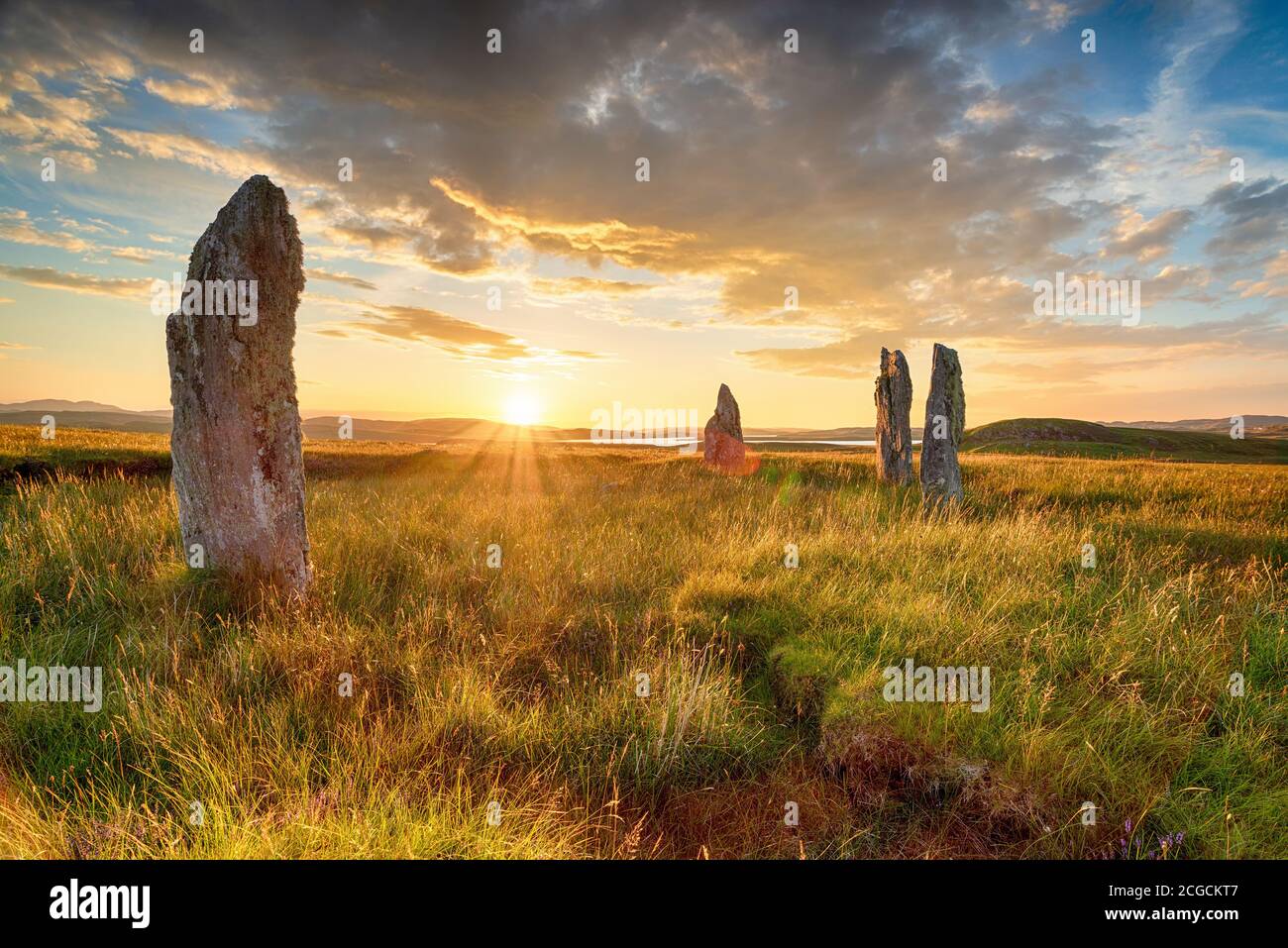 Pierres debout au cercle de pierre de Callanish IV également connu Comme le cercle de pierre de Ceann Hulavig sur l'île de Lewis Dans les Hébrides extérieures d'Écosse Banque D'Images