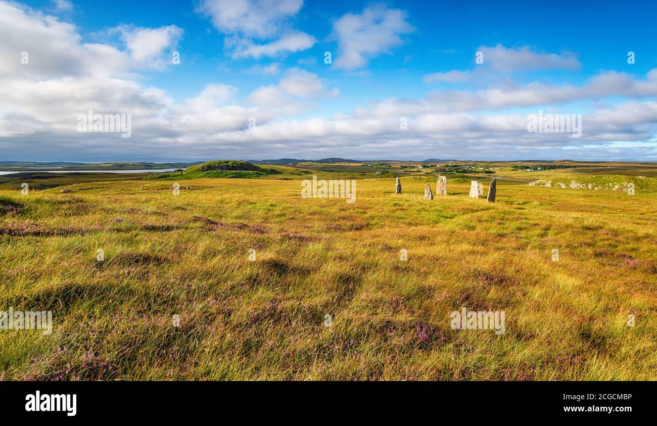 Soirée d'été au cercle de pierres Ceann Hulavig sur l'île de Lewis, également connu sous le nom de Callanish 4 Banque D'Images