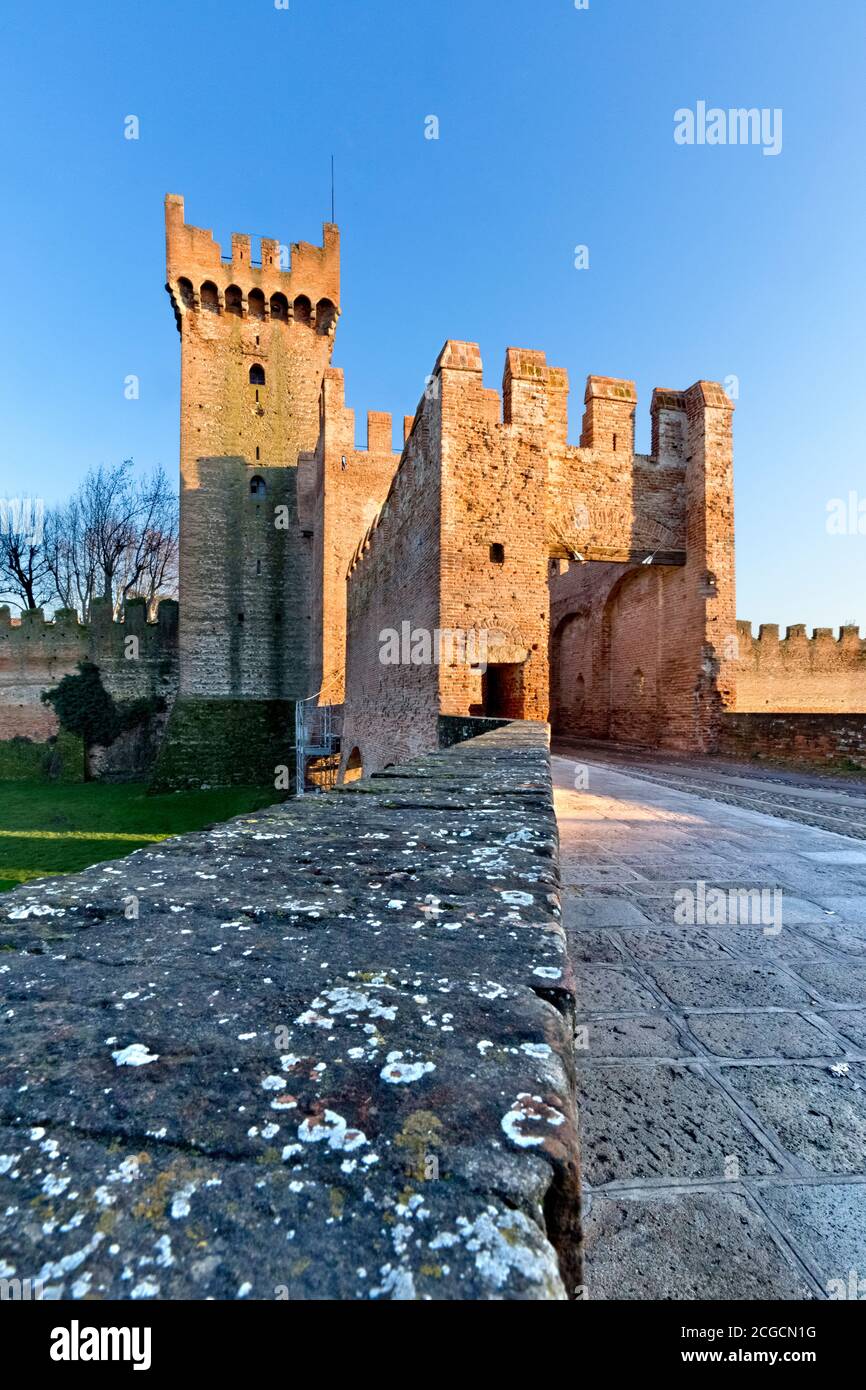 Rocca degli Alberi à Montagnana : forteresse médiévale construite par la dynastie des Carraresi. Province de Padoue, Vénétie, Italie, Europe. Banque D'Images