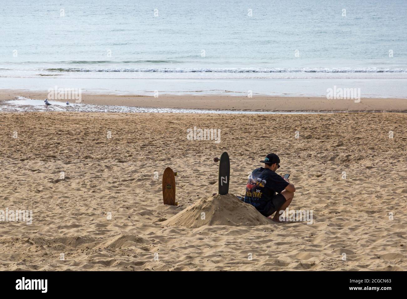 Bournemouth, Dorset, Royaume-Uni. 10 septembre 2020. Météo au Royaume-Uni : chaud et ensoleillé, tandis que les visiteurs se rendent au bord de la mer pour profiter du soleil sur les plages de Bournemouth. Crédit : Carolyn Jenkins/Alay Live News Banque D'Images