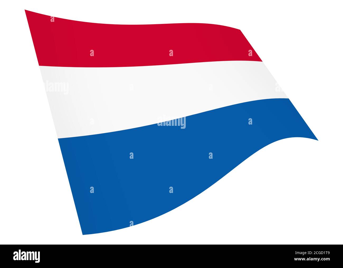 Hollande pays-Bas drapeau d'ondulation graphique isolé sur blanc avec la coupure illustration de la trajectoire 3d Banque D'Images