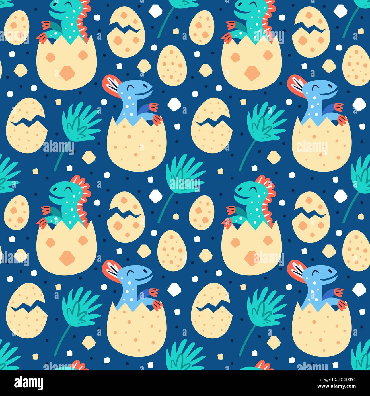 Ensemble de petits dinosaures mignons. Petit bébé bleu mignon tyrannosaurus rex dans les oeufs. Animaux préhistoriques. Jurassic monde. Main vectorielle colorée de dessin animé plate Illustration de Vecteur