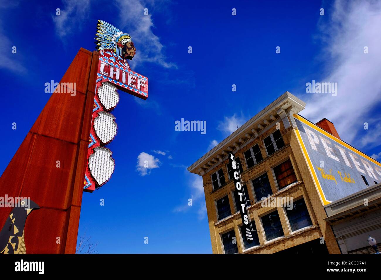 Détail du célèbre panneau de théâtre de chef à Pocatello, Idaho point de repère Banque D'Images