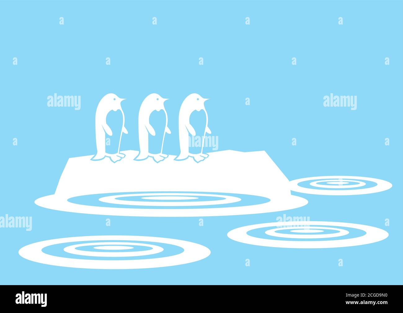 Pingouins à silhouette vectorielle sur une glace. Illustration de Vecteur