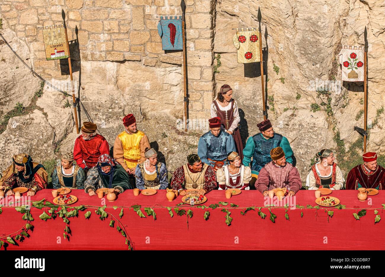 République de Saint-Marin - Festa Del Santo - Cava Dei Balestrieri - banquet médiéval Banque D'Images
