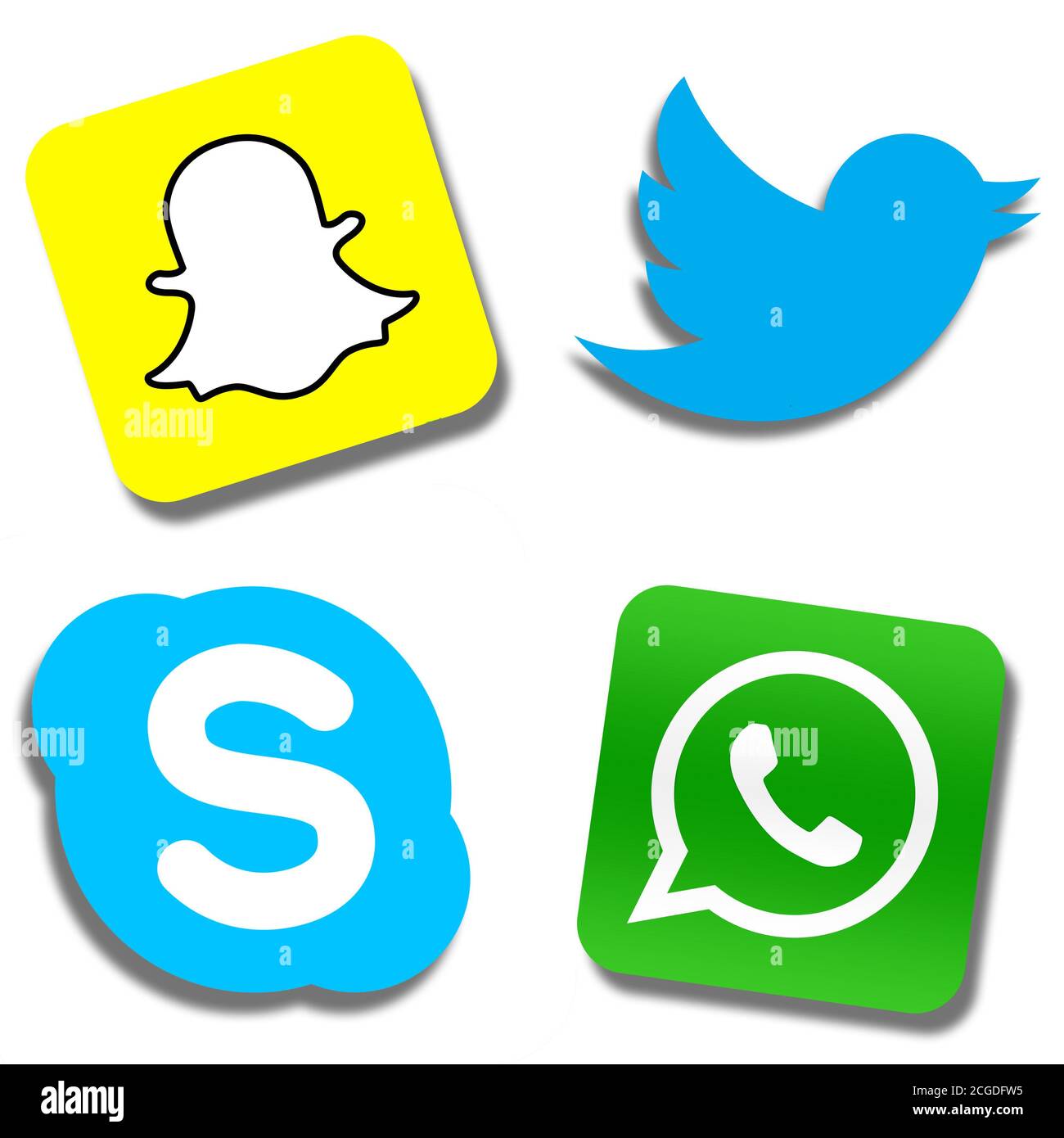 WhatsApp Skype Twitter Snapchat Banque D'Images