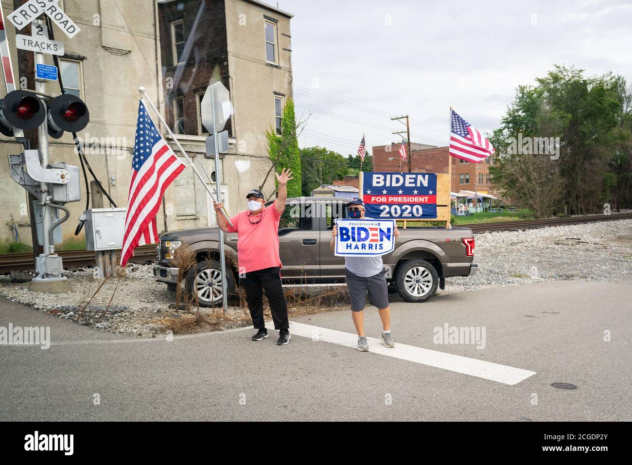 PITTSBURGH, PA, États-Unis - 31 août 2020 - le candidat démocrate à la présidence des États-Unis Joe Biden sur la piste de campagne lors d'une visite intitulée "l'affaire contre tr Banque D'Images