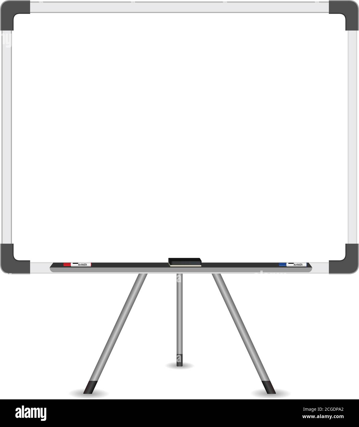 Vecteur White Board avec plumeau et marqueur isolé sur fond blanc. Illustration de Vecteur