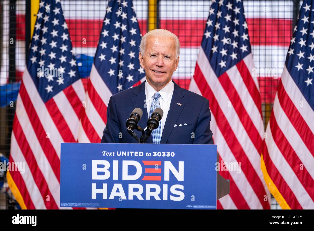PITTSBURGH, PA, États-Unis - 31 août 2020 - le candidat démocrate à la présidence des États-Unis Joe Biden sur la piste de campagne lors d'une visite intitulée "l'affaire contre tr Banque D'Images