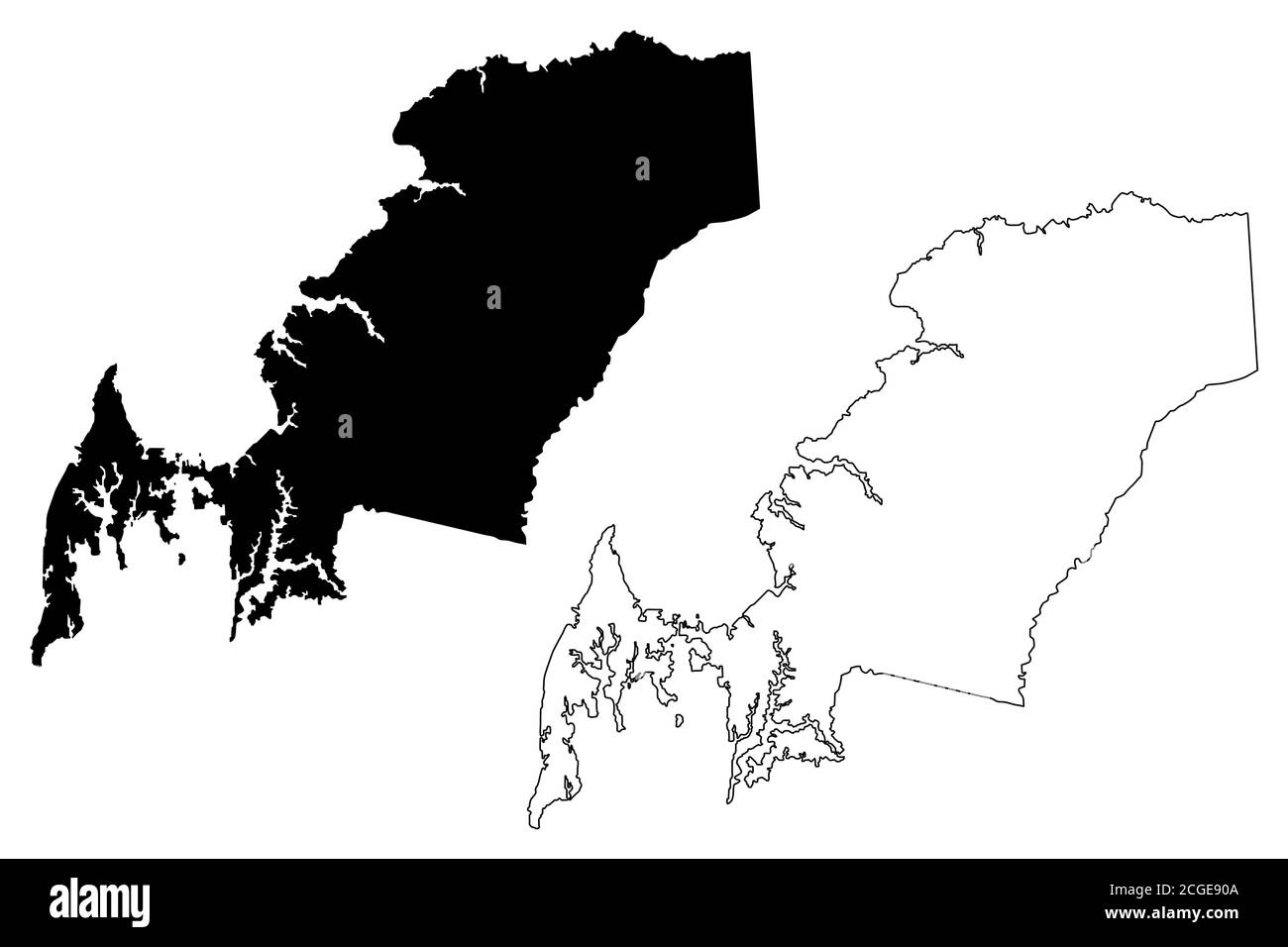 Queen Annes County, Maryland (comté des États-Unis, États-Unis d'Amérique, États-Unis, États-Unis, États-Unis) carte illustration vectorielle, scribble croquis carte de la reine Anne Illustration de Vecteur