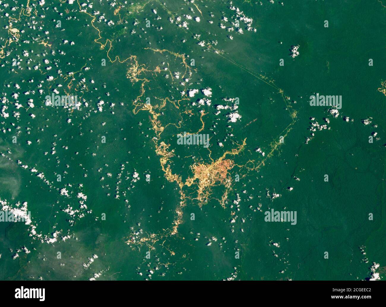 Déforestation en Amazonie montrant des cicatrices de zones déboisées Banque D'Images