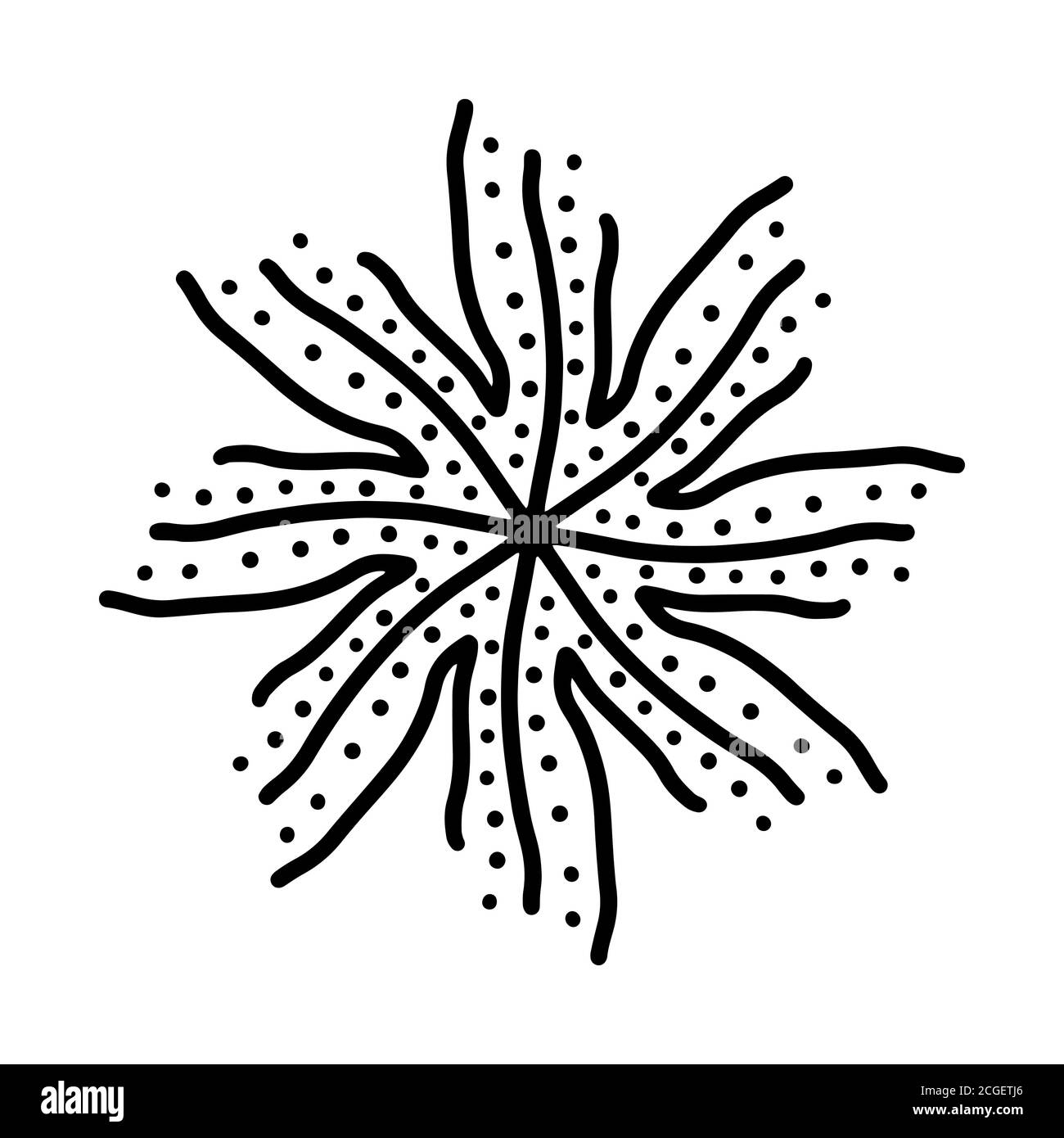 Icône représentant un flocon de neige dessiné à la main. Isolé sur fond blanc. Illustration de Vecteur
