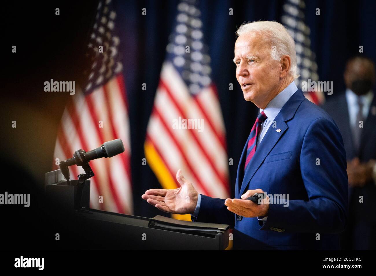 WILMINGTON, PA, Etats-Unis - 04 septembre 2020 - Joe Biden, candidat démocrate à la présidence des Etats-Unis, lors d'une conférence de presse sur « l'état de l'économie américaine annd Job » Banque D'Images