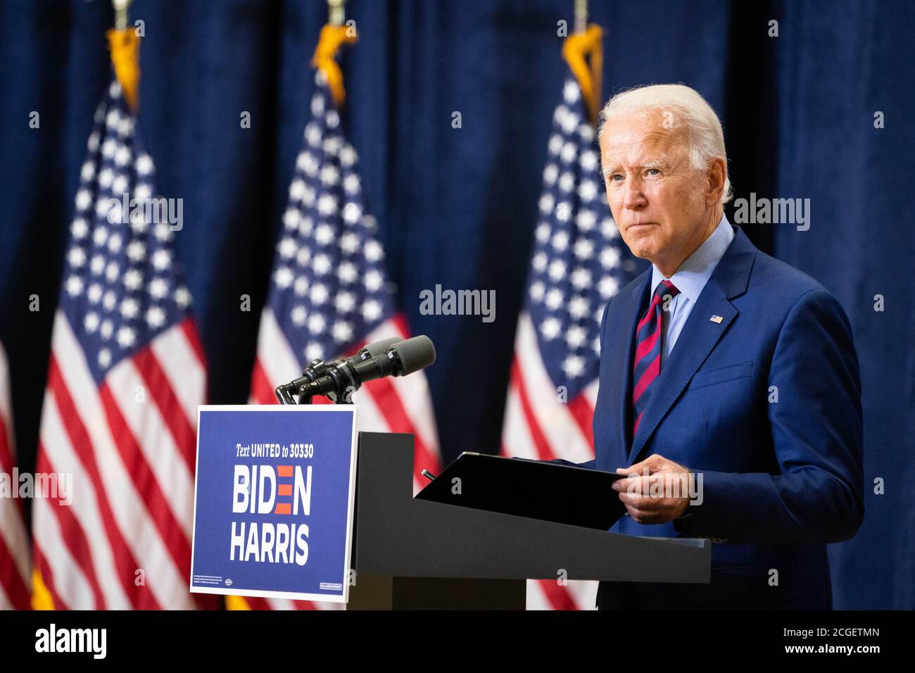 WILMINGTON, PA, Etats-Unis - 04 septembre 2020 - Joe Biden, candidat démocrate à la présidence des Etats-Unis, lors d'une conférence de presse sur « l'état de l'économie américaine annd Job » Banque D'Images