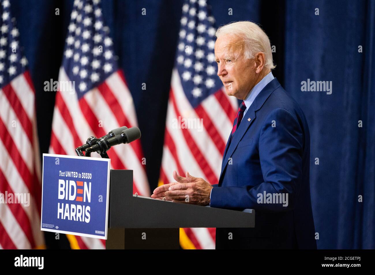 WILMINGTON, PA, Etats-Unis - 04 septembre 2020 - Joe Biden, candidat démocrate à la présidence des Etats-Unis, lors d'une conférence de presse sur « l'état de l'économie américaine annd Job » Banque D'Images