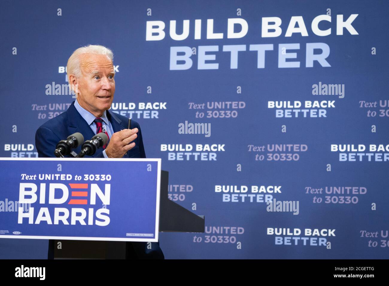 WILMINGTON, PA, Etats-Unis - 04 septembre 2020 - Joe Biden, candidat démocrate à la présidence des Etats-Unis, lors d'une conférence de presse sur « l'état de l'économie américaine annd Job » Banque D'Images