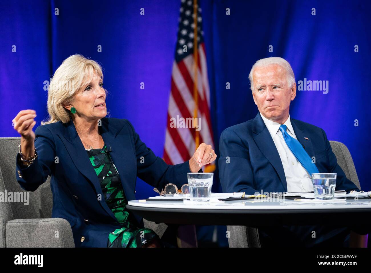 WILMINGTON, PA, États-Unis - 02 septembre 2020 - l'ancienne deuxième Dame Jill Biden avec son mari - le candidat démocrate à la présidence des États-Unis Joe Biden à un pré Banque D'Images
