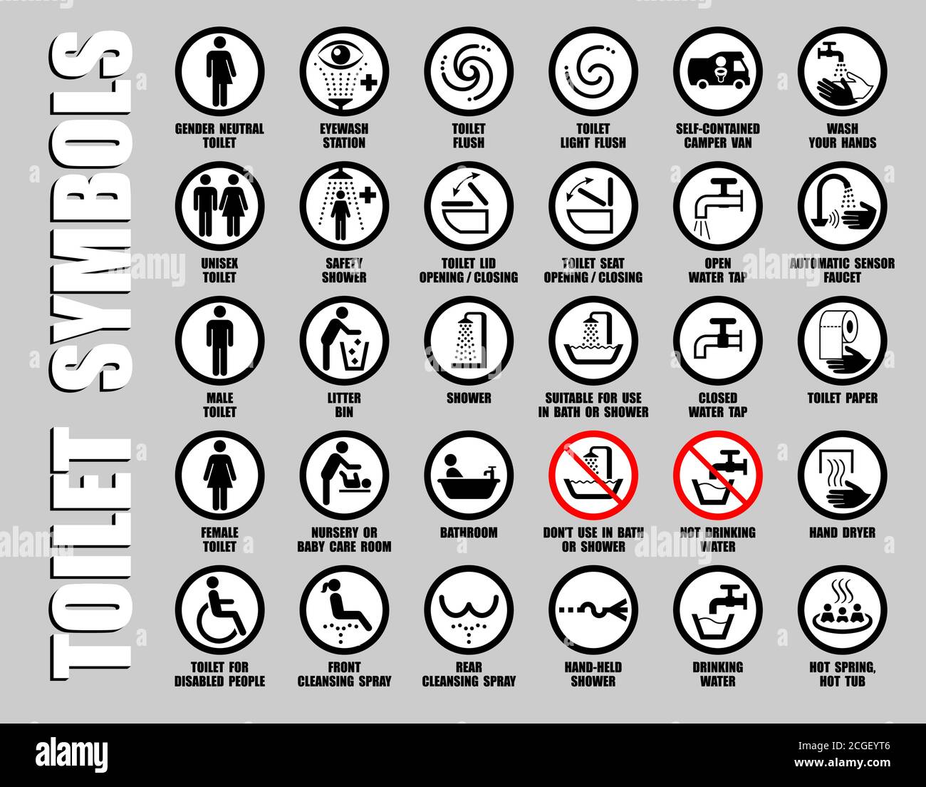 Ensemble ISO complet de symboles vectoriels des panneaux de toilettes publics. Symboles ronds des hommes, des femmes, des pictogrammes unisex pour les toilettes de sexe avec équipement de WC Illustration de Vecteur Ensemble ISO complet de symboles vectoriels des panneaux de toilettes publics. Symboles ronds des hommes, des femmes, des pictogrammes unisex pour les toilettes de sexe avec équipement de WC Illustration de Vecteur