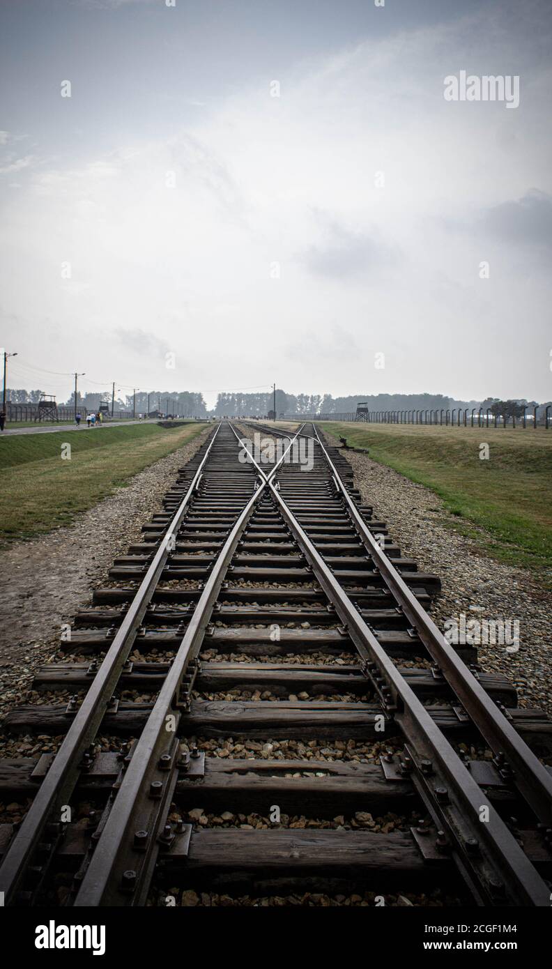 Image d'Auschwitz II - Birkenau qui montre la réalité vécue par les prisionistes dans les camps de concentration. Banque D'Images