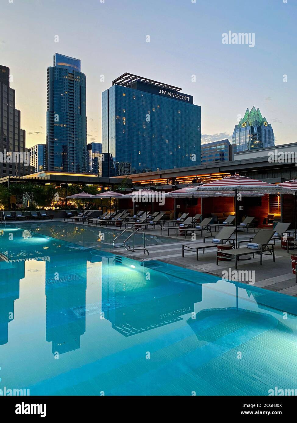 Terrasse de la piscine à Austin Marriott Downtown Banque D'Images