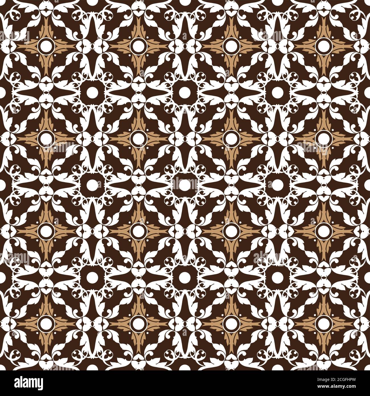 Motifs modernes sur le batik de Java central avec simple blanc brun design. Illustration de Vecteur