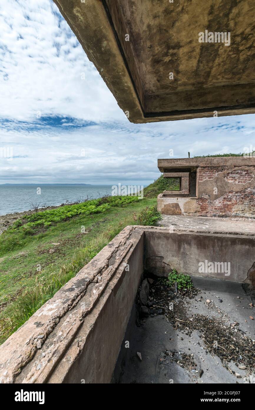 Le site de l'école de Gunnery côtière de l'Artillerie royale demeure de l'observation Des poteaux sur les Grands Ormes se dirigent près de Llandudno nord du pays de Galles Banque D'Images