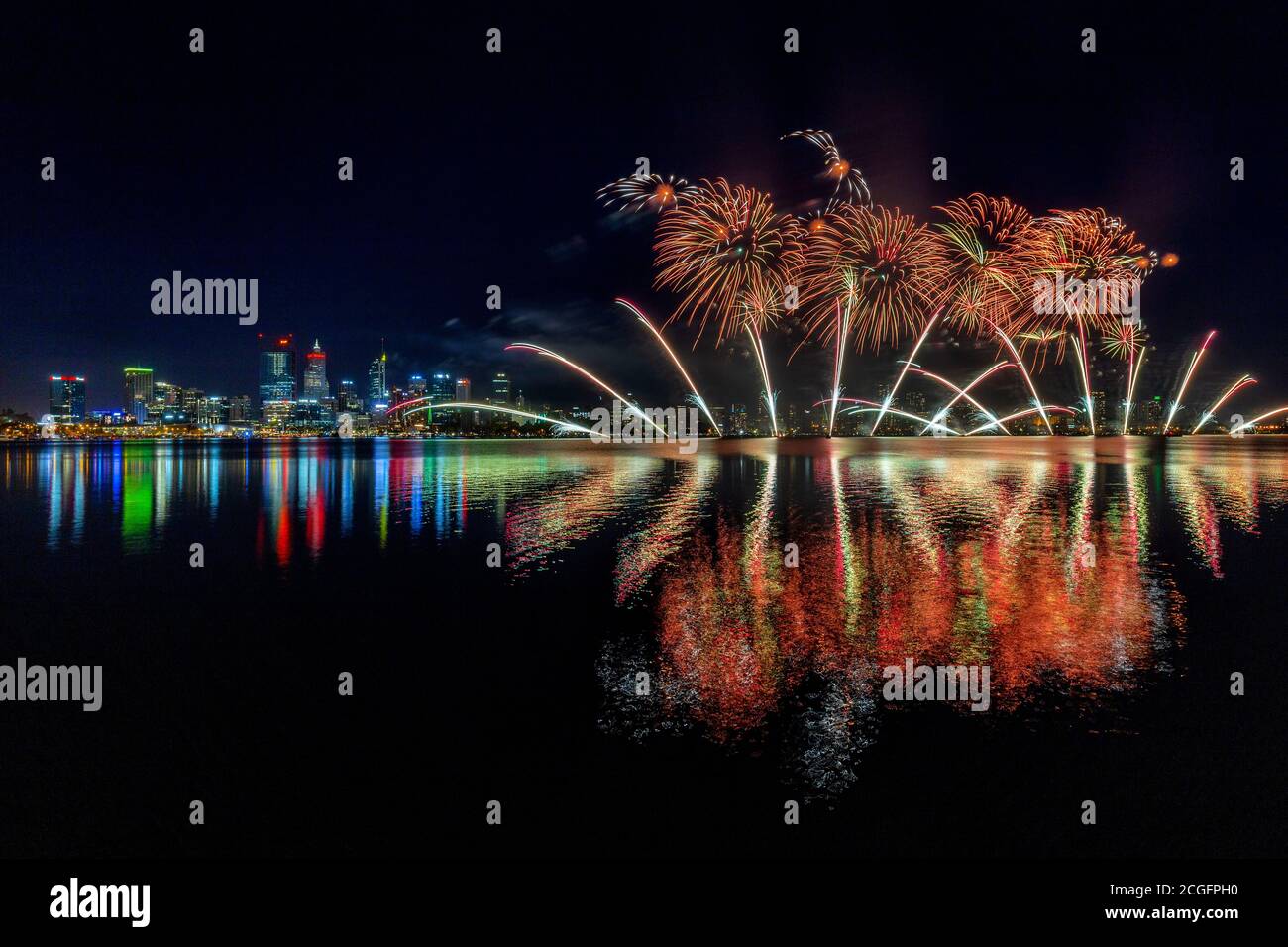Feux d'artifice de Perth le jour de l'Australie Banque D'Images