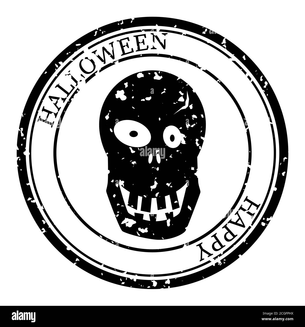 Code postal d'Halloween. Icon Skull Silhouette Seal. Texture grunge. Motif ronde Passport. Vector Design rétro-isolé Illustration de Vecteur