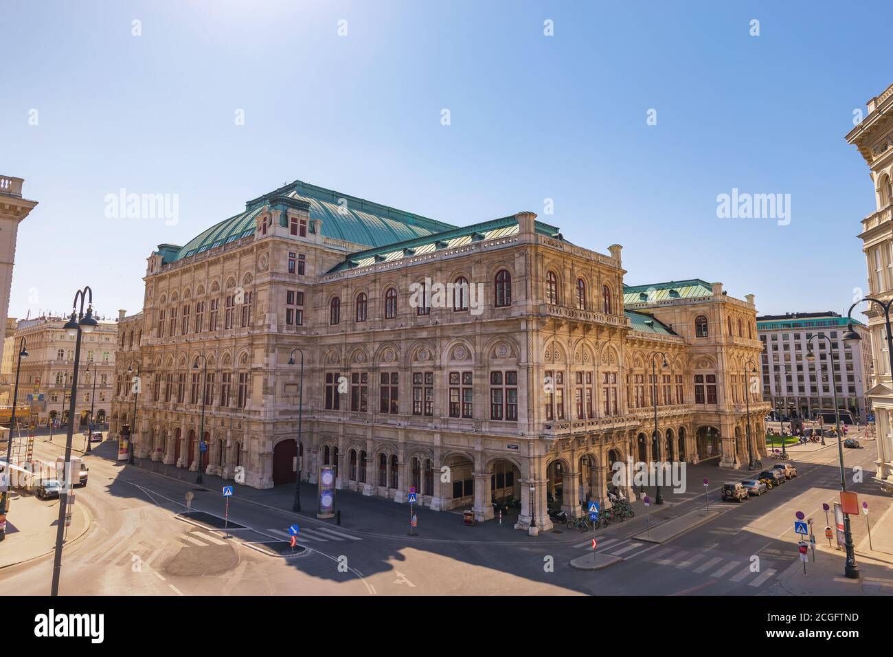 Vue sur la ville de Vienne en Autriche à l'Opéra national de Vienne Banque D'Images
