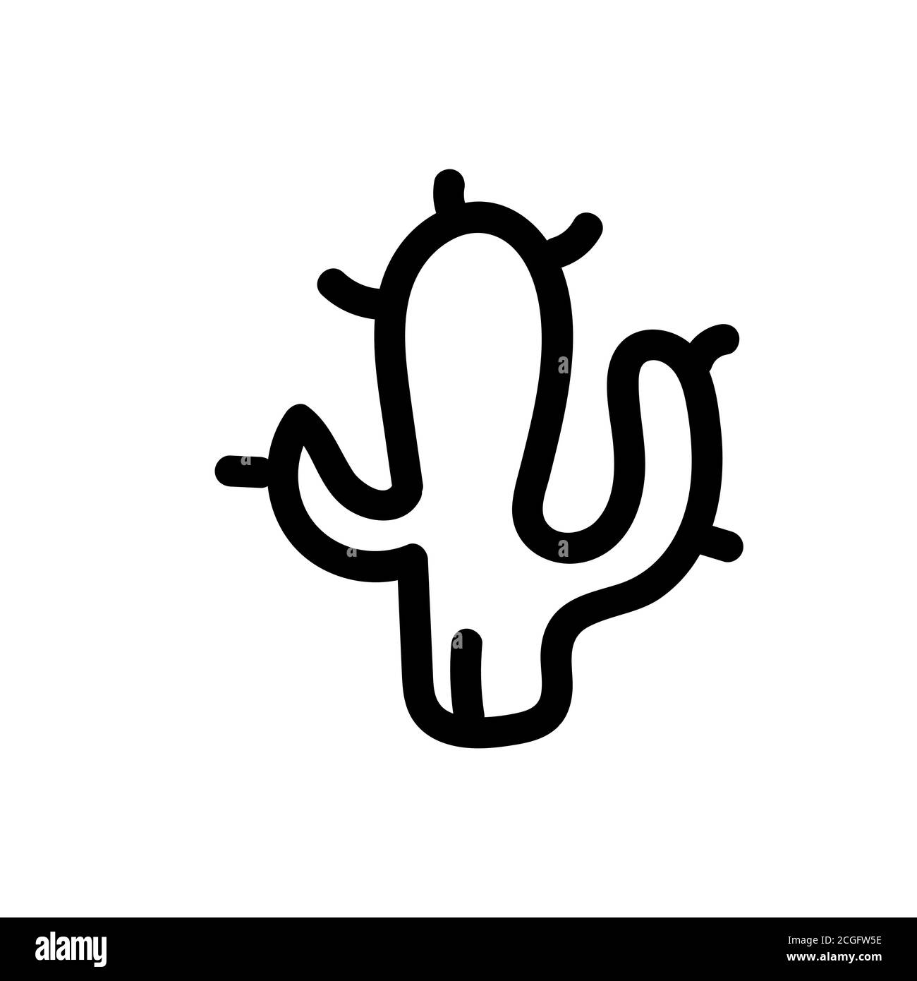 Cactus dessiné à la main. Symbole du Mexique isolé sur fond blanc Doodle simple pour enfants. Illustration de Vecteur