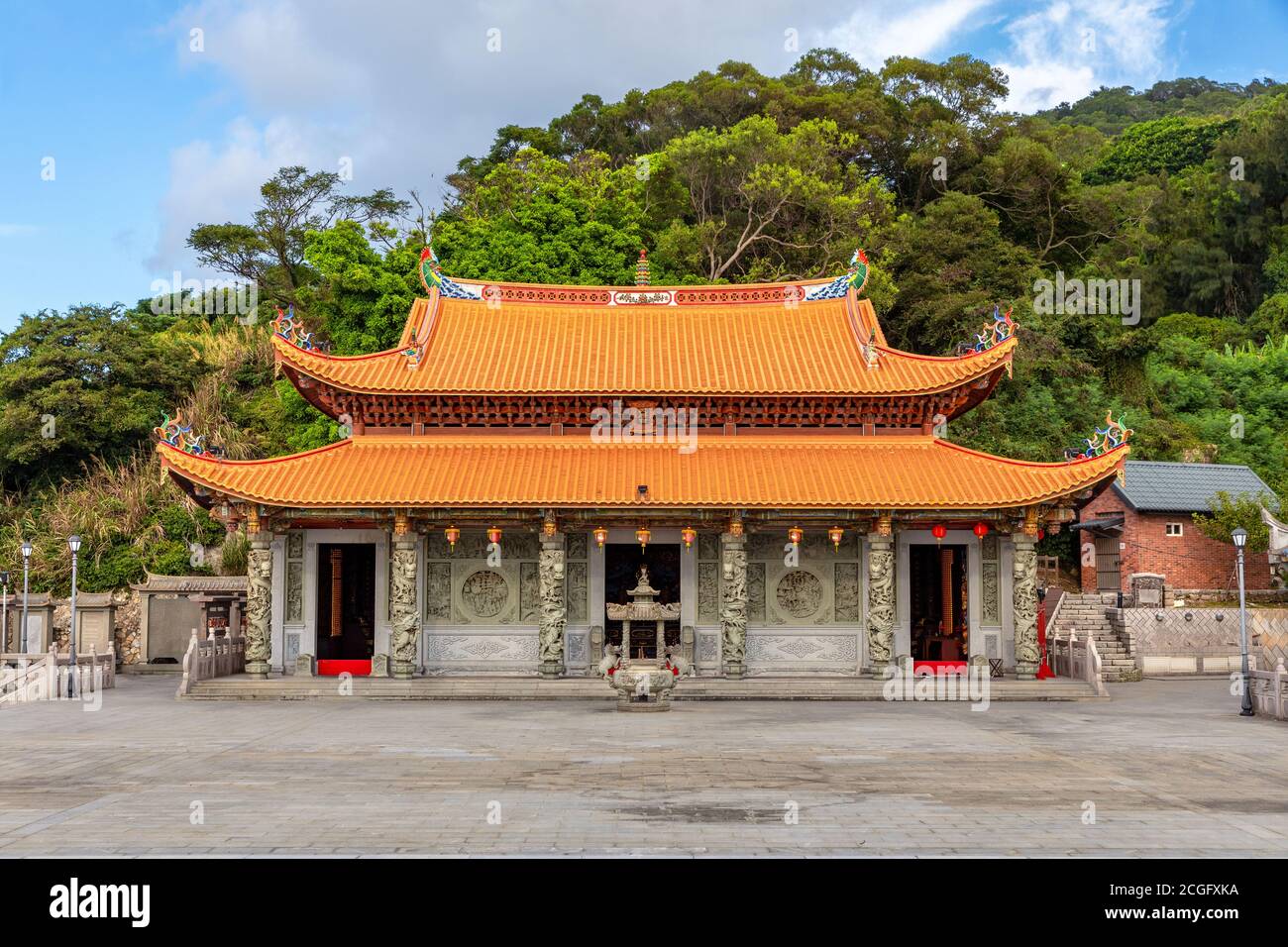 Façade du temple tianhou à matsu. La traduction du texte chinois est 'Temple azu' Banque D'Images