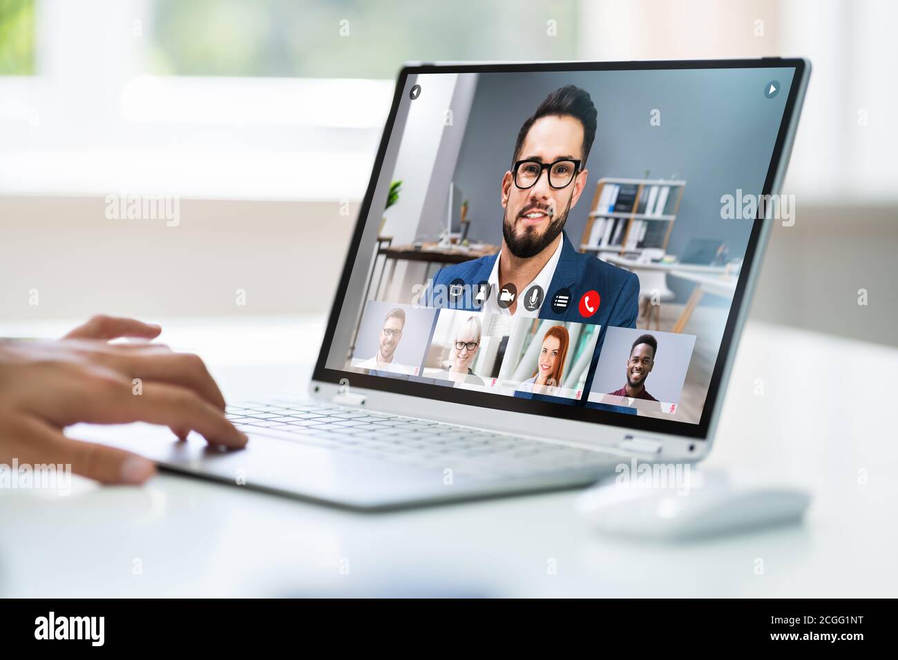 Webinaire de visioconférence. Réunion de travail en ligne Banque D'Images