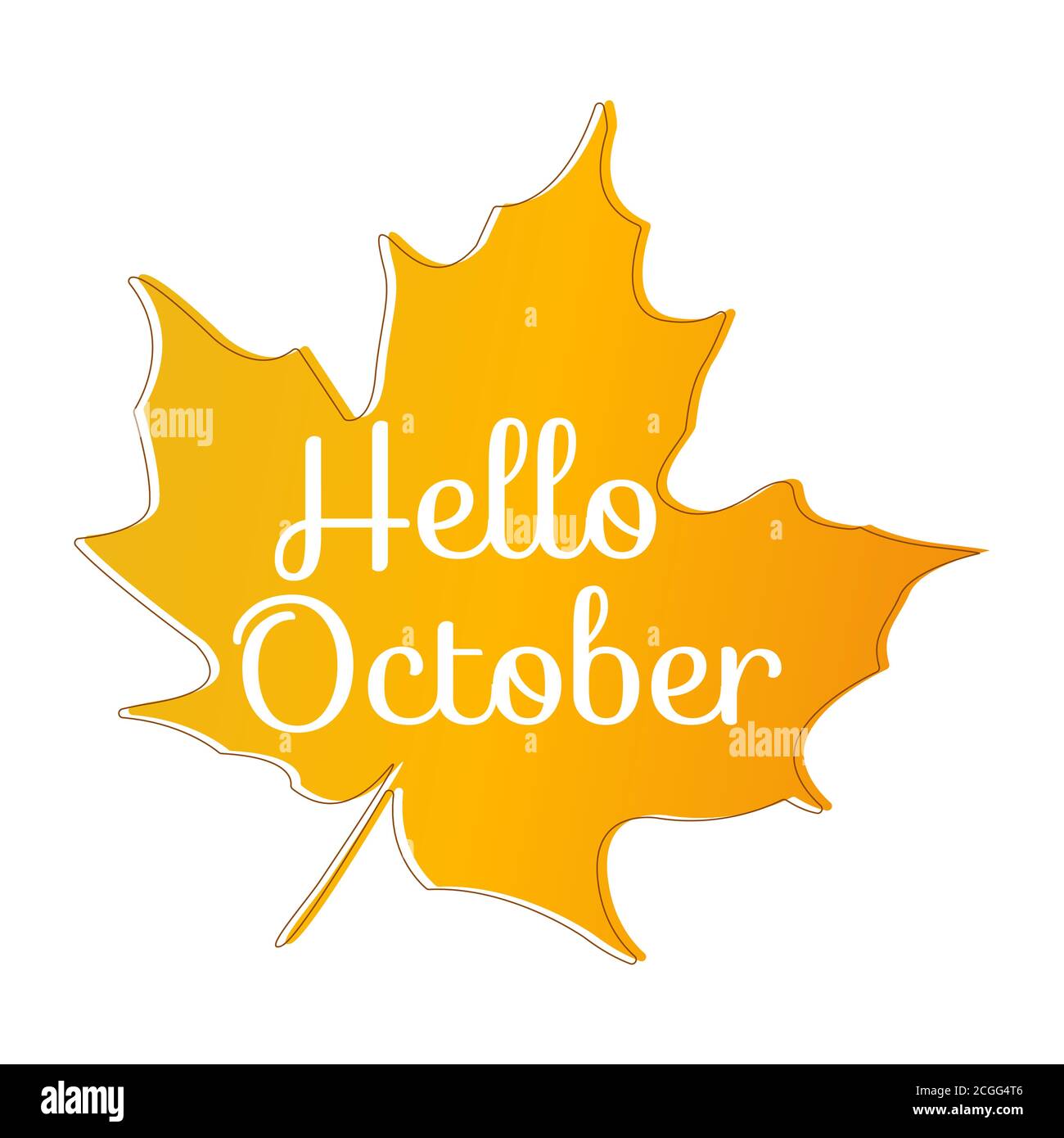 Bonjour Octobre Citation Dans L Illustration Isolee De Feuille D Erable Orange Image Vectorielle Stock Alamy