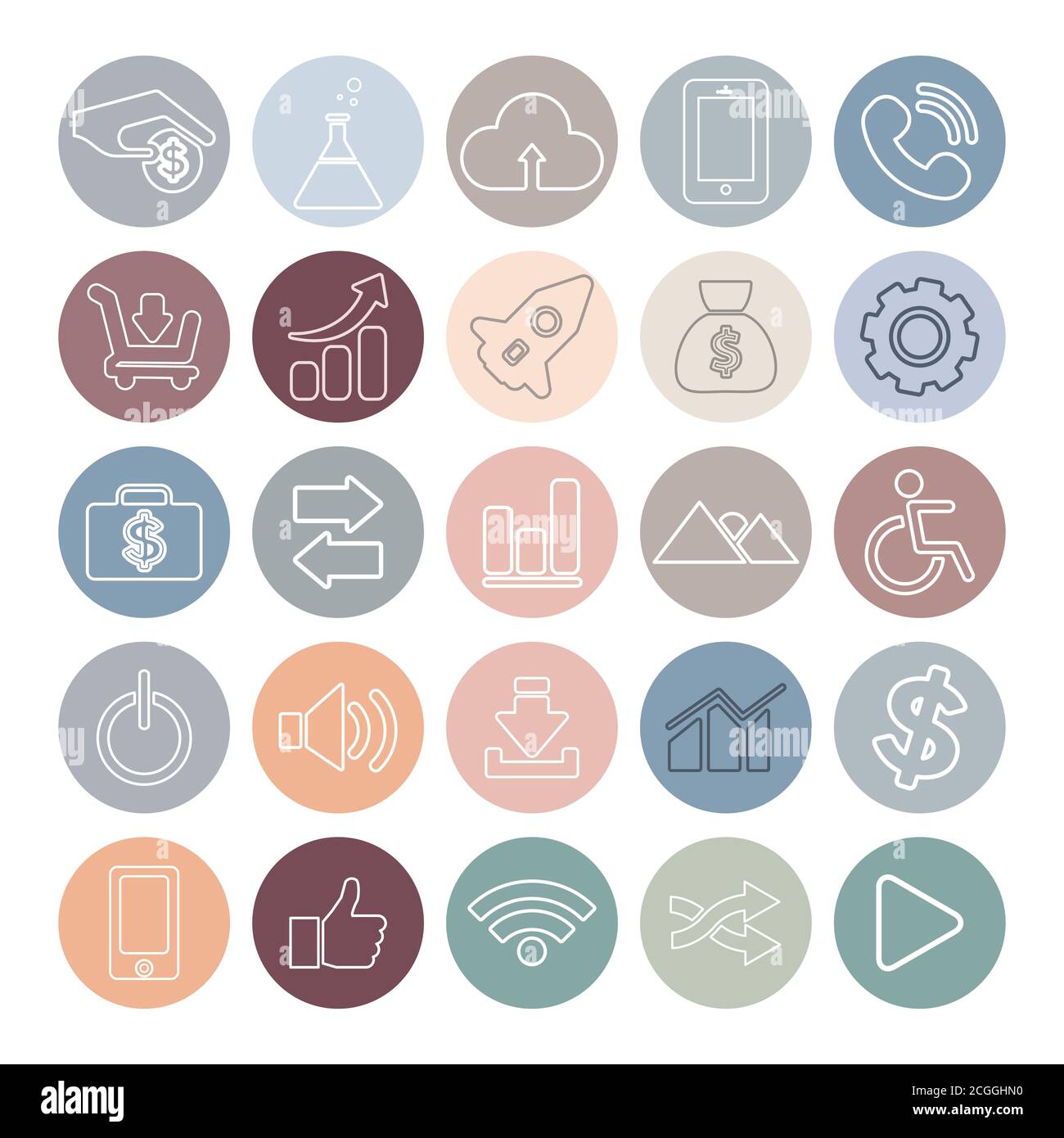 Ensemble d'icônes de ligne de réseaux sociaux à motif plat. Illustration de Vecteur