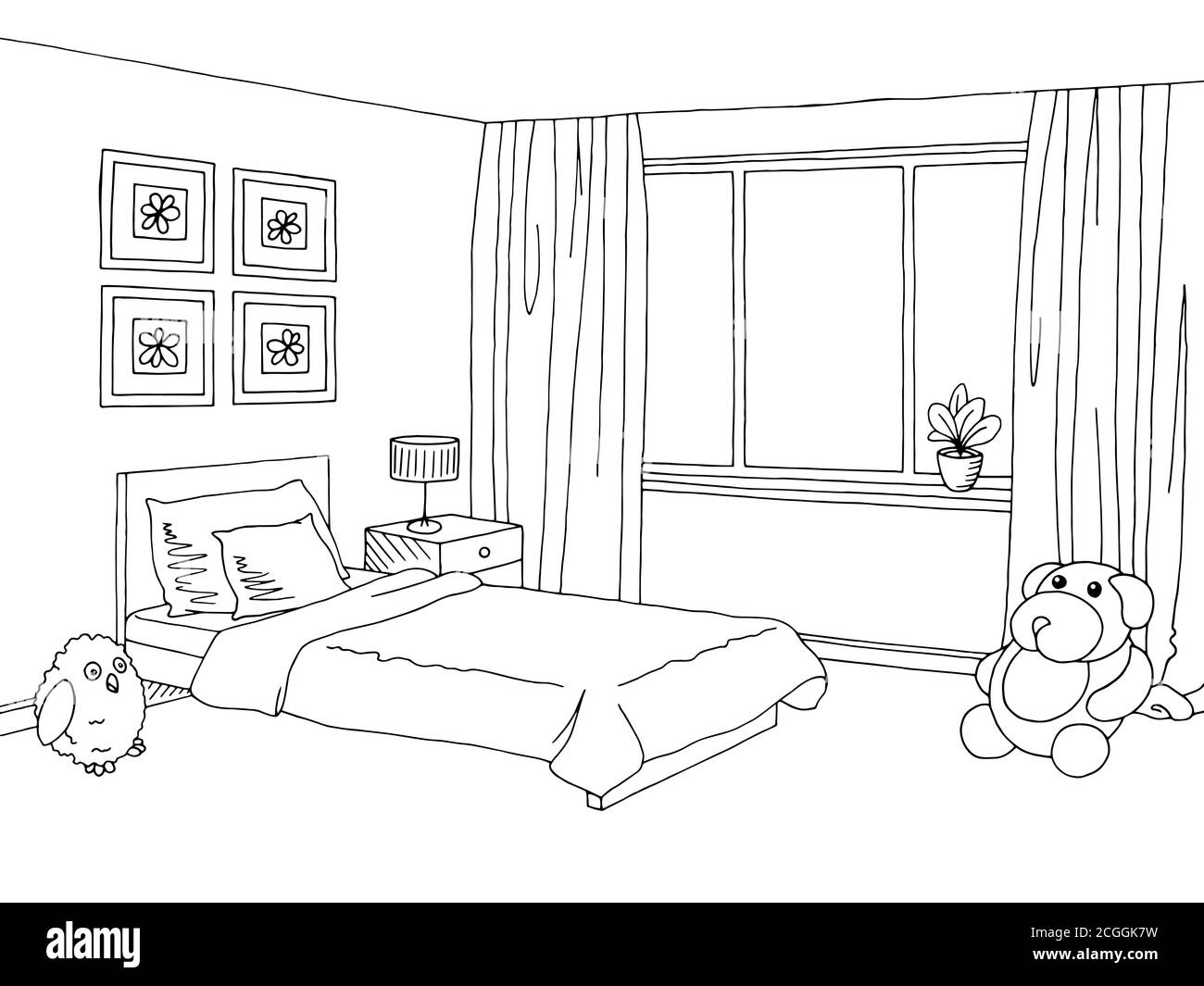 Décoration d'intérieur noire blanche pour les enfants Illustration de Vecteur