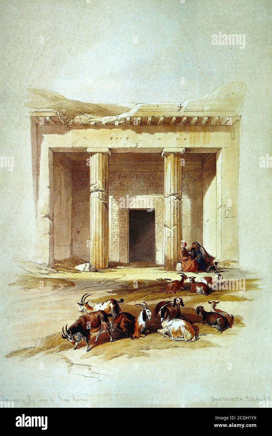 David Roberts - entrée du tombeau Beni Hassan Égypte - British School - 19e siècle Banque D'Images