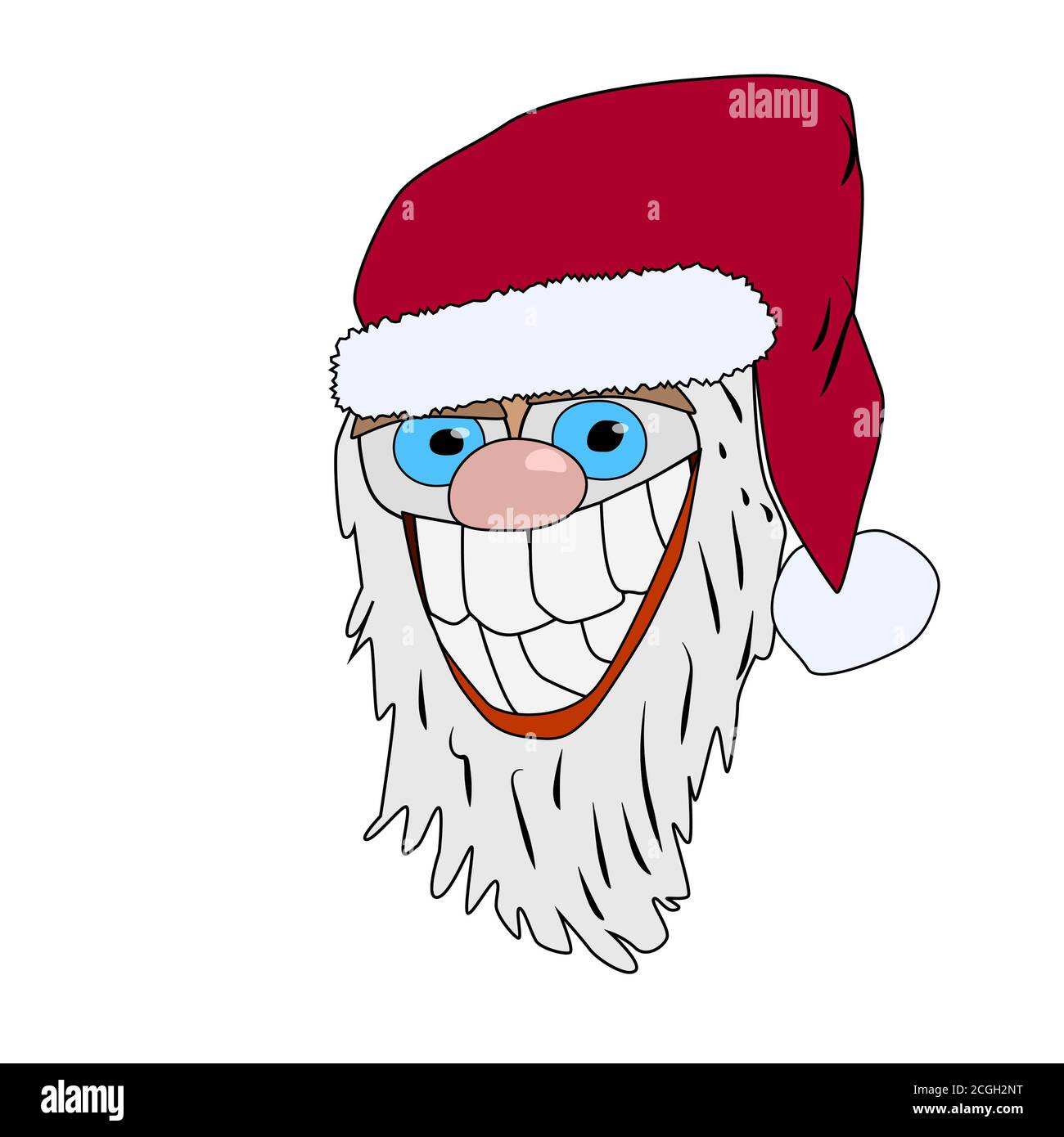 Père Noël fou isolé sur fond blanc.Portrait de père Noël Avec un sourire fou avec de grandes dents.concept de Noël.illustration vectorielle de stock Illustration de Vecteur