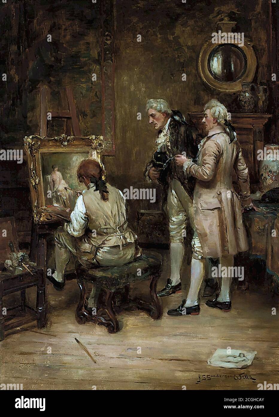 Sanderson-Wells John Sanderson - The Studio - British School - 19e siècle Banque D'Images