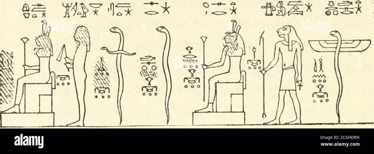 . La mythologie de toutes les races .. . Figure 55. Sothis et Horus-Osiris connectés se manifestaient dans l'apparence et les errances de chaque étoile, seulement les plus ostentatoires d'entre eux jouaient en dehors de beaucoup d'importance dans la religion. Le premier est l'étoile de LA MYTHOLOGIE ÉGYPTIENNE de chien 56, ou Sirius, que les Égyptiens ont appelé Sopdet ^^ (Greek1q)6l&lt;). Puisque l'étoile-chien est la reine des étoiles fixes et du ciel, Sothis-Sirius a été identifié tôt avec Hat-hor orIsis. En conséquence, elle est habituellement représentée comme une vache qui s'incline dans un navire (comme les autres corps célestes, p. 26, 34) pour sym-boliser sa règle Banque D'Images