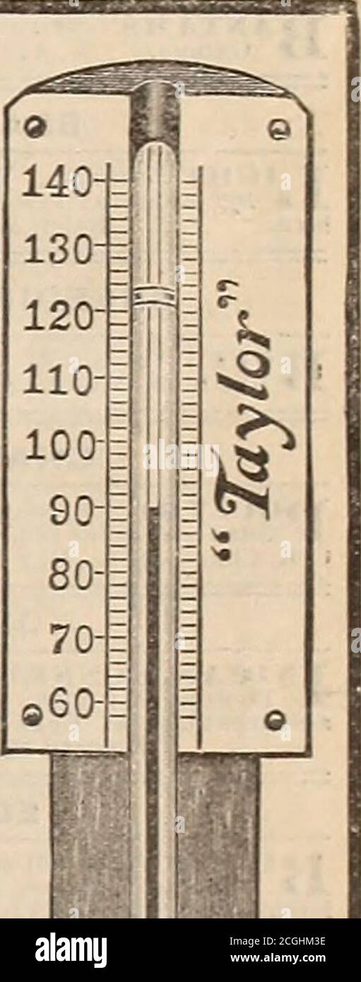 . La ferme-volaille . La compétence et l'expérience de près de soixante ans est de retour de chaque thermomètre que nous fabriquons. Nous avons étudié les exigences de température dans l'incu-bation artificielle pendant trente ans. Pour assurer la permanence des thermomètres, les tubes doivent être soigneusement assaisonnés, le verre après refroidissement des contractures lentement pendant une longue période, diminuant légèrement la taille de l'ampoule. Cette contraction est éliminée dans les thermomètres Taylor en stockant les tubes finis. Les thermomètres peuvent sembler semblables, mais c'est la qualité cachée qui compte pour ACCURACr- STABILITÉ—PERMANENG y que nous avons en stock—vieillissement 200,00 Banque D'Images