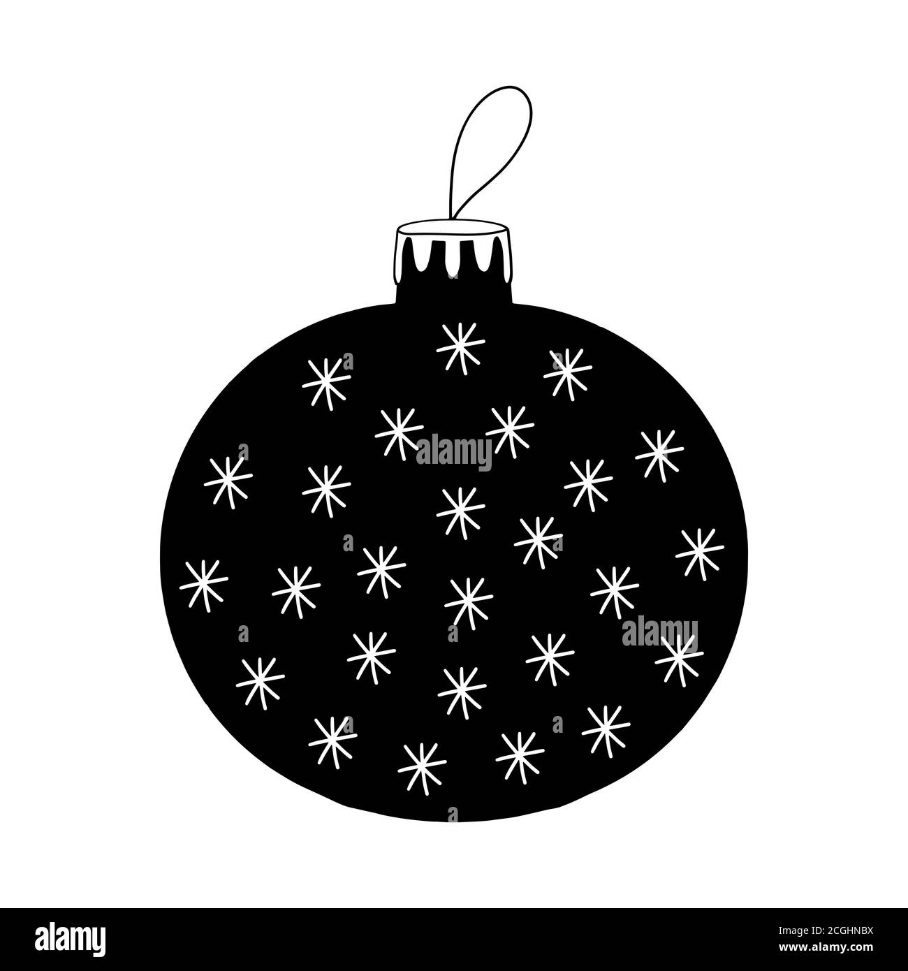 Icône représentant un sapin de Noël dessiné à la main avec flocons de neige à l'intérieur. Isolé sur un fond blanc. Illustration de Vecteur
