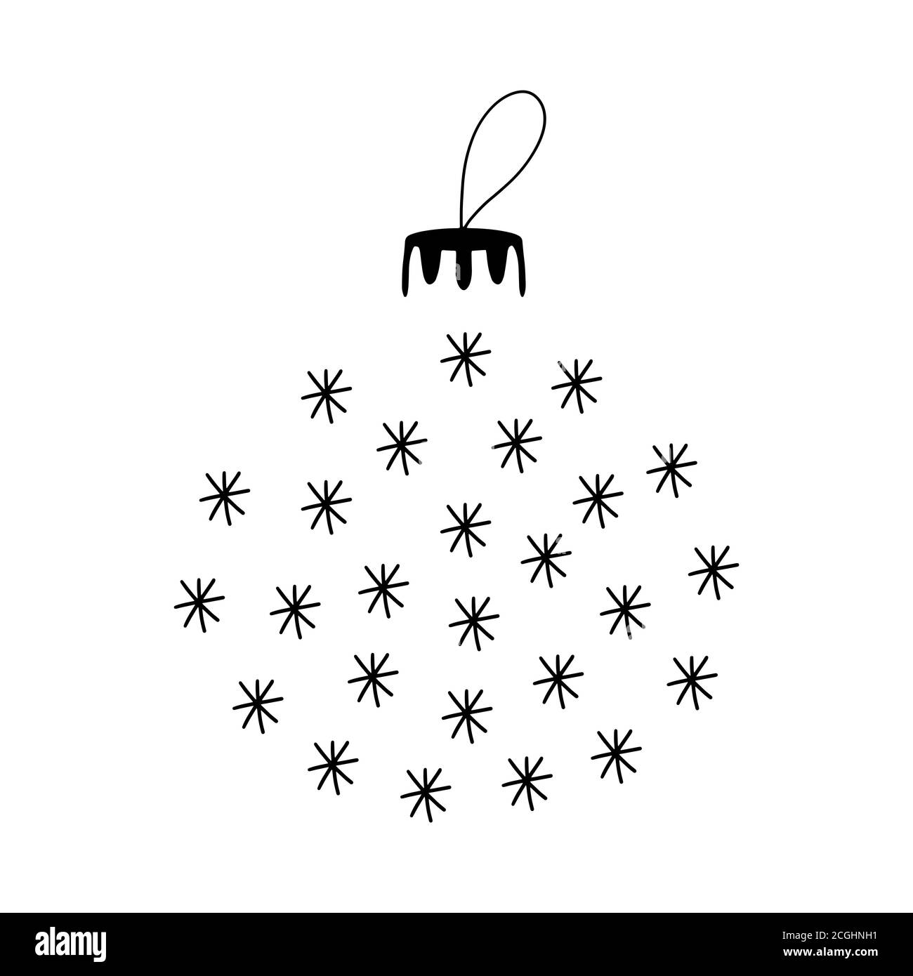 Boule de Noël en forme de flocons de neige. Isolé sur un fond blanc. Illustration du stock vectoriel. Illustration de Vecteur