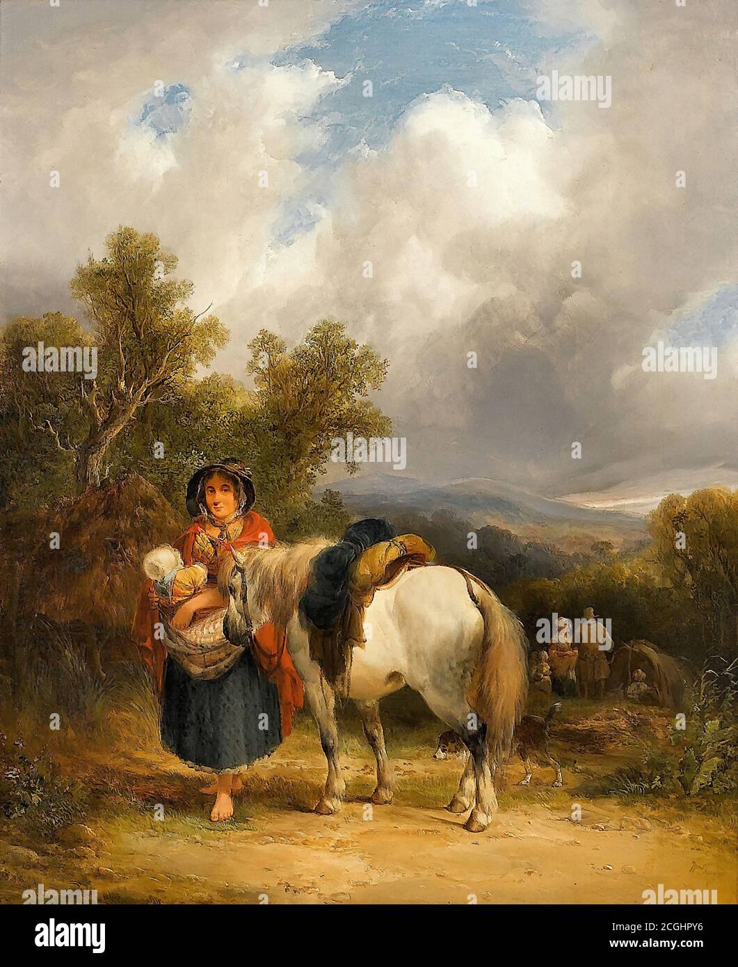 Shayer I William - Gypsy Camp - British School - 19e siècle Banque D'Images