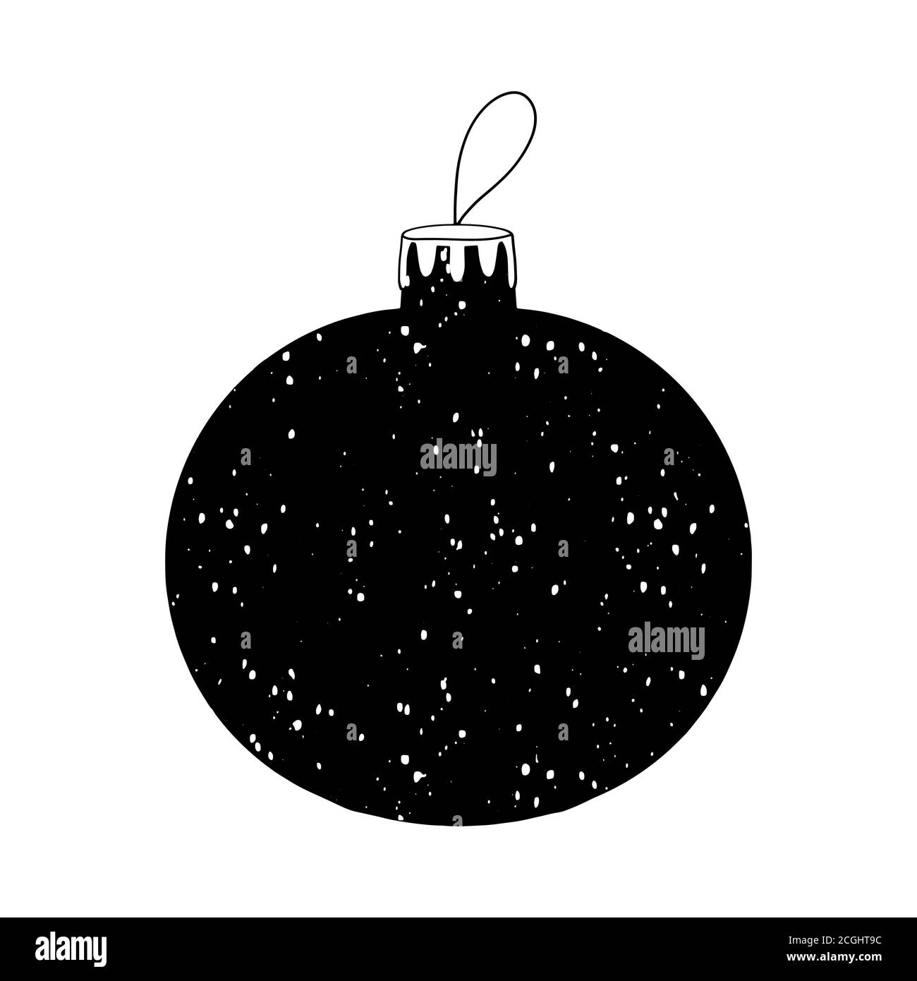 Icône représentant un sapin de Noël dessiné à la main avec flocons de neige à l'intérieur. Isolé sur un fond blanc. Illustration de Vecteur