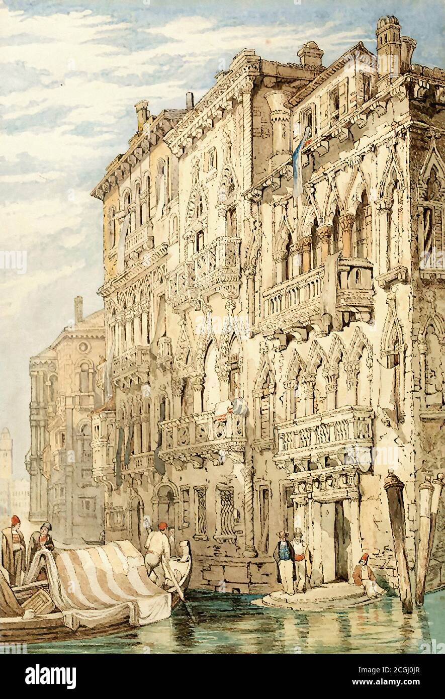 Smith William Collingwood - un Palazzo sur un canal vénitien Avec Figures - British School - 19e siècle Banque D'Images