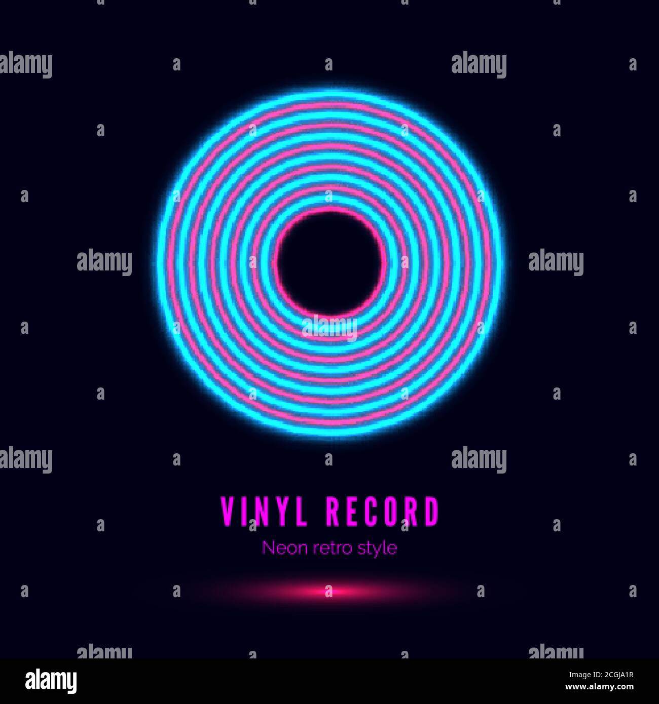Enregistrement rétro en vinyle néon. Pochette d'album ou modèle pour une invitation à une fête dans un style rétro. Vecteur Illustration de Vecteur